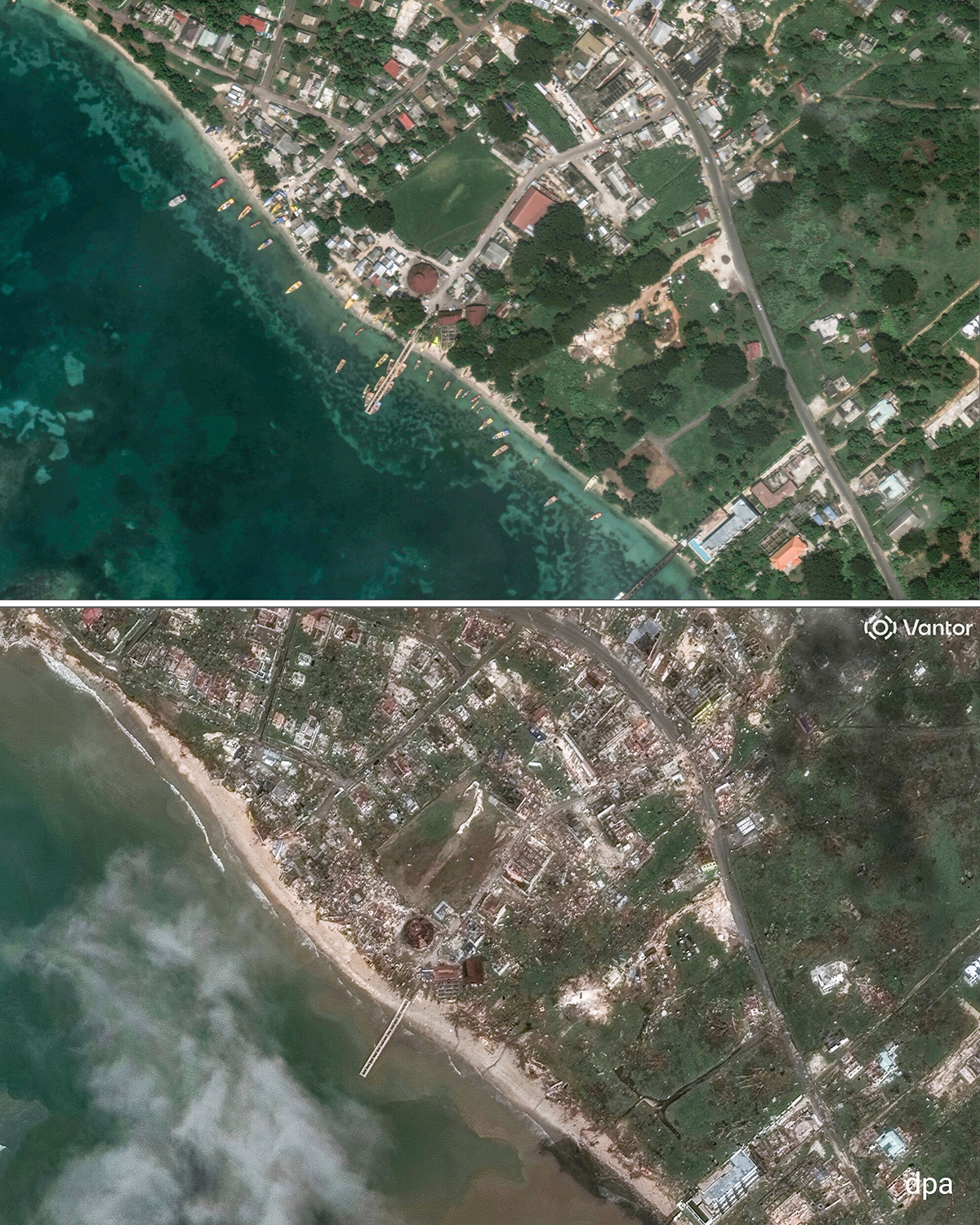 Satellitenbild zeigt Zerstörung in Jamaika - © dpa