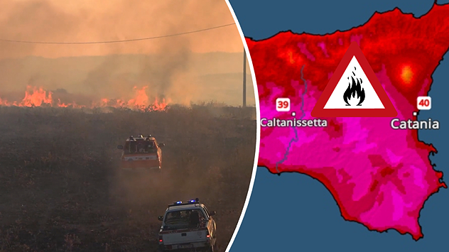 Incendios forestales en Sicilia.