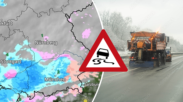 Im Laufe des Tages entspannt sich die Glättesituation auch dort, wo derzeit noch Schnee oder gefrierender Regen fällt.