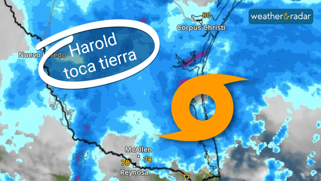 Harold tocó tierra a las 10 am CT en la Isla Padre de Texas. 