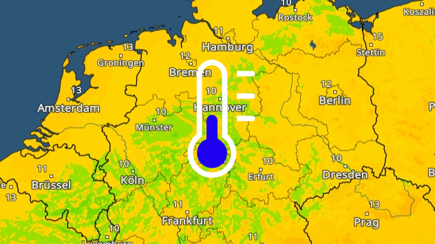 TemperaturRadar für Dienstagmorgen