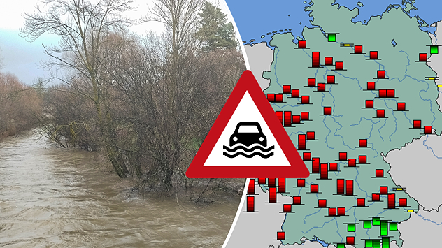 Regen und Schneeschmelze in den Bergen lassen viele Flusspegel steigen.