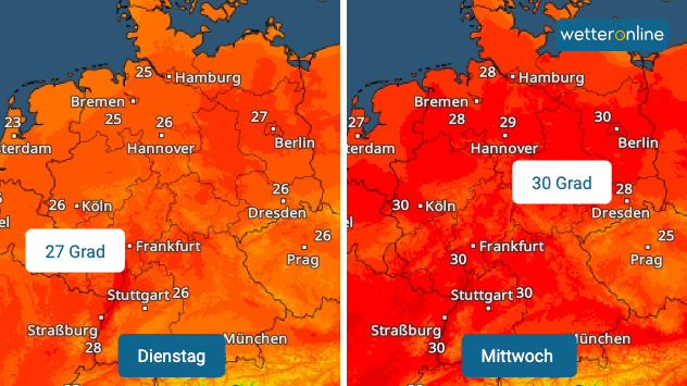 TemperaturRadar-Vorhersage für die kommenden Tage.