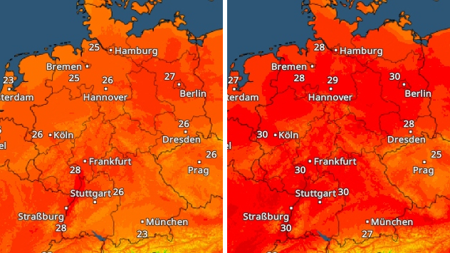 TemperaturRadar-Vorhersage für die kommenden Tage.