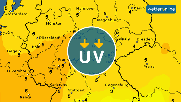 Farbkarte des aktuellen UV-Index für Deutschland
