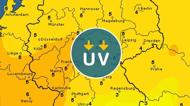 Farbkarte des aktuellen UV-Index für Deutschland