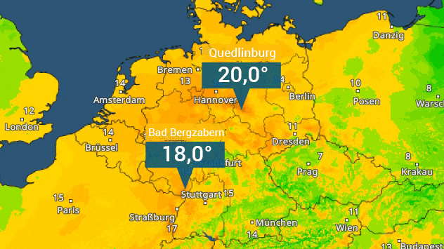TemperaturRadar Sonntagmorgen