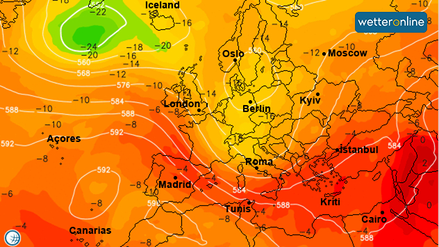 Temperaturen in rund 5700 Meter Höhe Mitte nächster Woche.