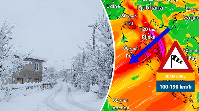 Bura oko 190km/h. Problemi sa snijegom