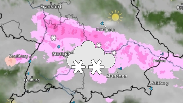 Schnee vom Norden Baden-Württembergs über Unterfranken bis Niederbayern