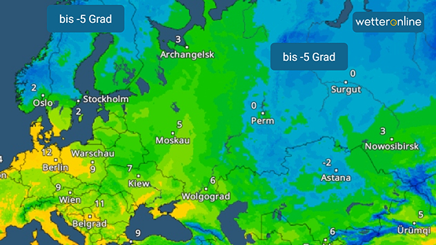 TemperaturRadar Dienstag: Nur in Teilen Russland und Skandinaviens Nachtfröste