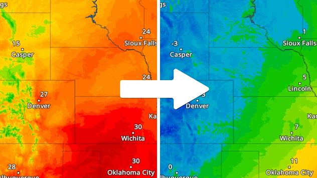 TemperaturRadar: Denver heute 27 Grad, Denver am Donnerstag minus 3 Grad