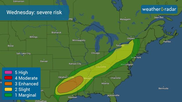 Severe weather risk for Wednesday