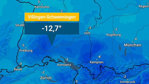 TemperaturRadar: Eisige Nacht im Süden Bayerns und Baden-Württembergs