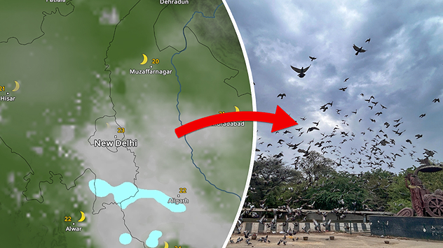 Cloudy weather and active weather helps maintain cool in Delhi