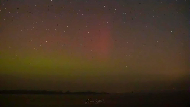 Glimmen des Polarlichts über Meldorf