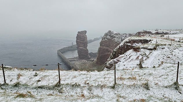 Schnee auf Helgoland im Dezember