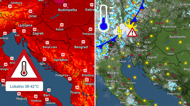 Sunčano, lokalno oko 40°C. Promjena?