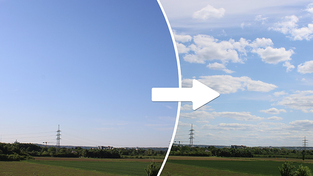 Ein typisches Bild: Morgens ist der Himmel wolkenlos und nachmittags entstehen Quellwolken wie hier in Bornheim.