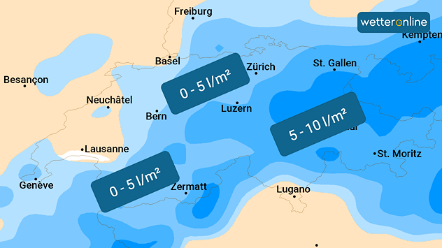 Wetterkarte zeigt kaum Regen in der Schweiz