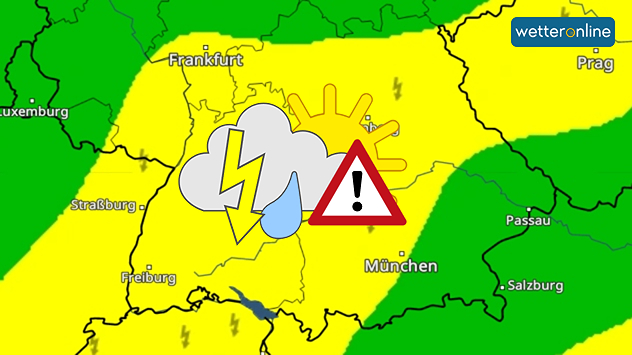 Karte zeigt Gewitterrisiko im Süden