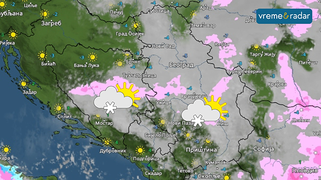 Ponegde slab sneg u nedelju
