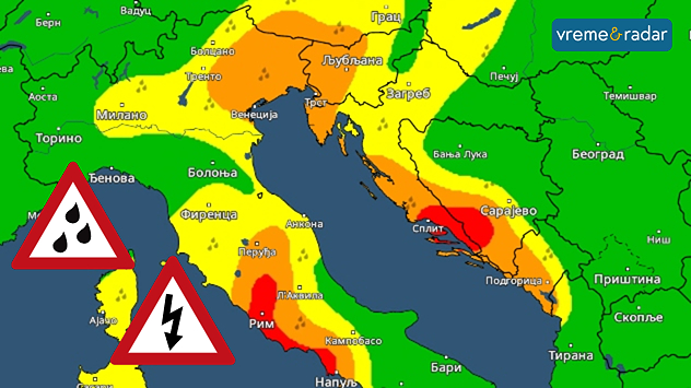 Upozorenje na kišu za sredu
