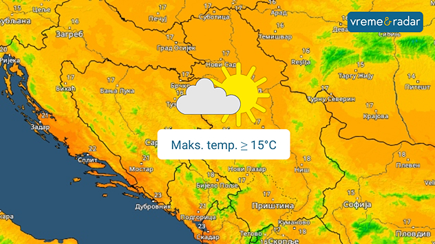 Dnevna temperatura u sredu i četvrtak