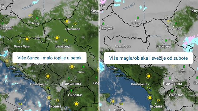 Sunce, pa magla i oblaci