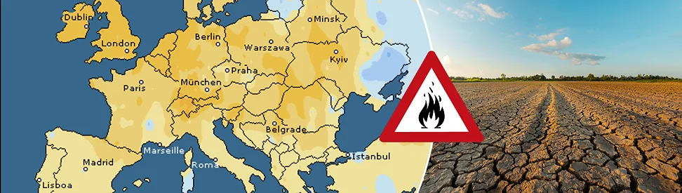 Grosse Trockenheit in Europa im Juli sogt für ausgetrocknete Böden und hohe Brandgefahr