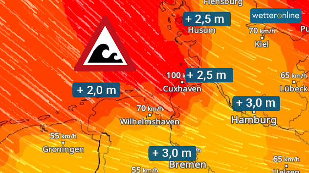 Heute Vormittag und am Mittag steht eine schwere Sturmflut an.
