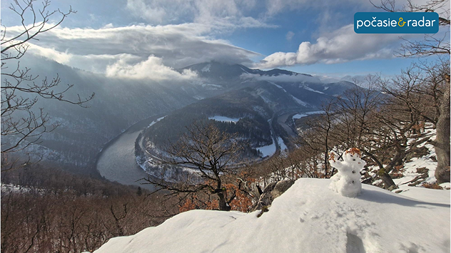 Domašínsky meander v zime, fotený 17.1.2026.