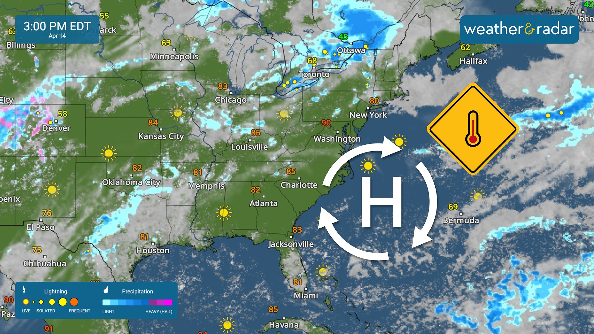 High pressure will bring record heat to the East, with severe weather across the Plains and Midwest.