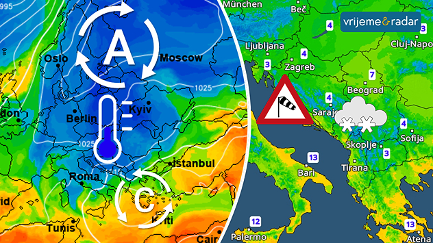 Ponegdje kiša. Orkanska bura. Hladnije