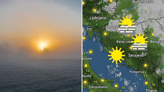 Sunčano, ali u nekim mjestima i magla