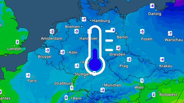 Die Karte zeigt die Tiefstwerte in der Nacht zum Sonntag. Verbreitet ist es frostig.