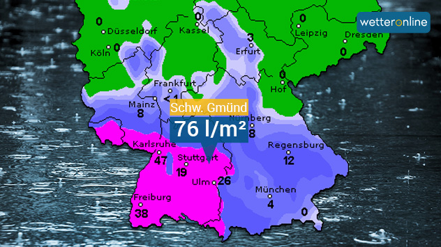 Karte der 12-stündigen Regenmengen bis Freitagmorgen