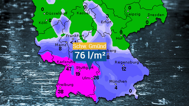 Karte der 12-stündigen Regenmengen bis Freitagmorgen