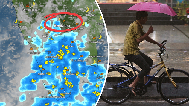 Rain over parts of Karnataka, Kerala and Tamil Nadu