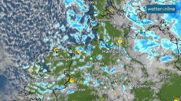 WetterRadar von Sonntagvormittag