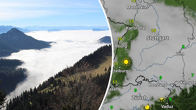 Webcam von der Hochrieshütte in den Chiemgauer Alpen und WetterRadar mit Hochnebeldecke