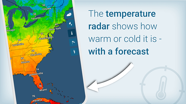 The TemperatureRadar shows how warm or cold it is - with a forecast