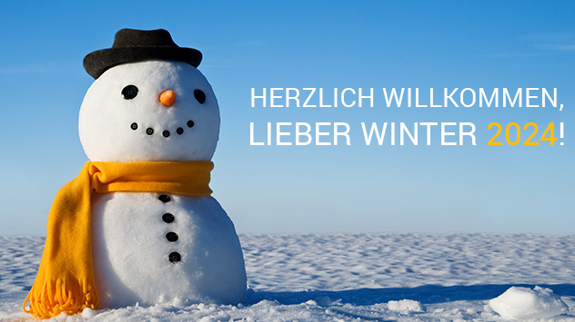 Meteorologischer Winteranfang - Schneemann vor blauem Himmel