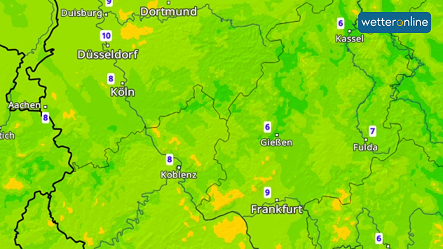 TemperaturRadar Tiefstwerte Montag