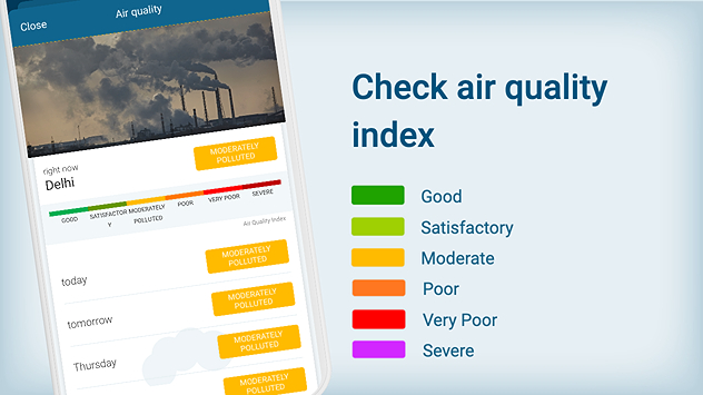 Check the air quality for your area on the Weather & Radar app