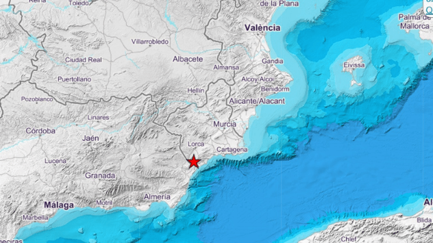 Epicentro del terremoto registrado en Murcia este viernes.