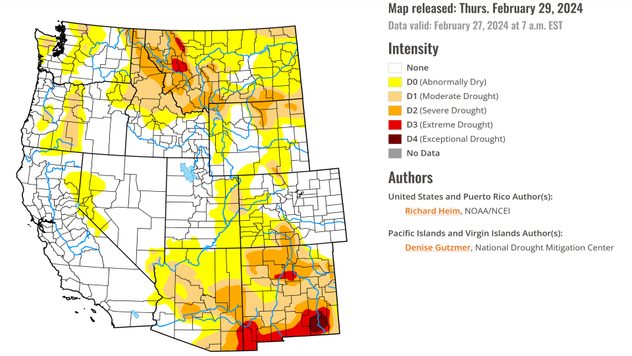 Latest drought update as of February 27, 2024.