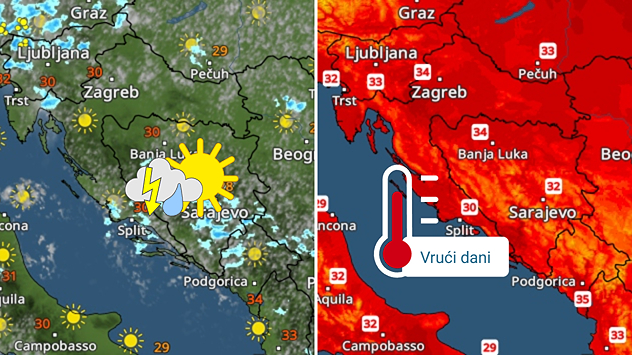 Pljuskovi će negdje osvježiti. Toplije