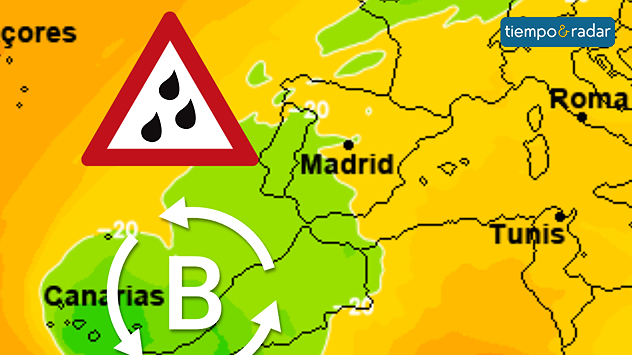 Una baja oscilará hacia Canarias, pudiéndose convertir en una DANA. 