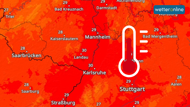 TemperaturRadar-Vorhersage für Samstag: Die 30-Grad-Marke wird geknackt. 